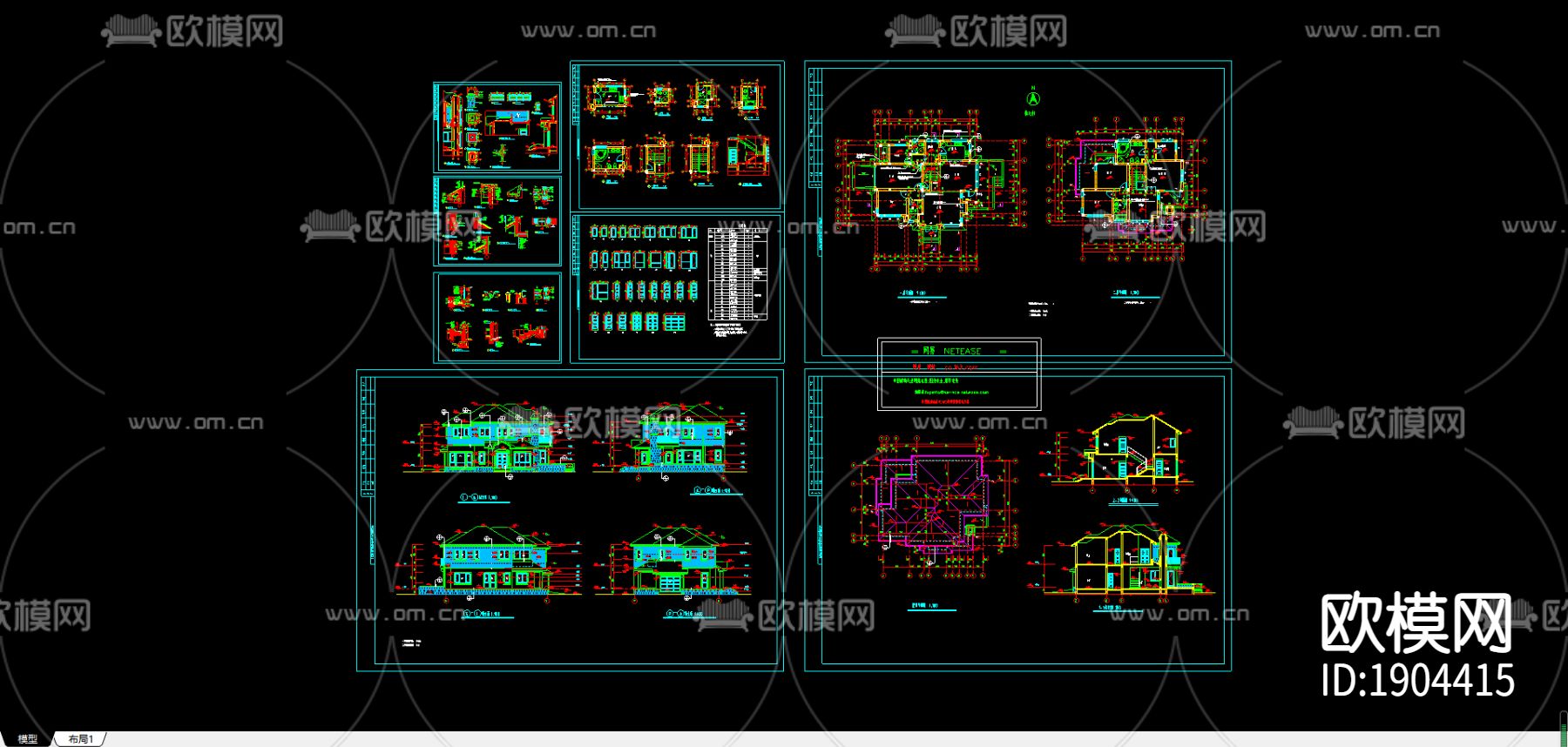 别墅cad施工图-免费3dmax模型库-欧模网