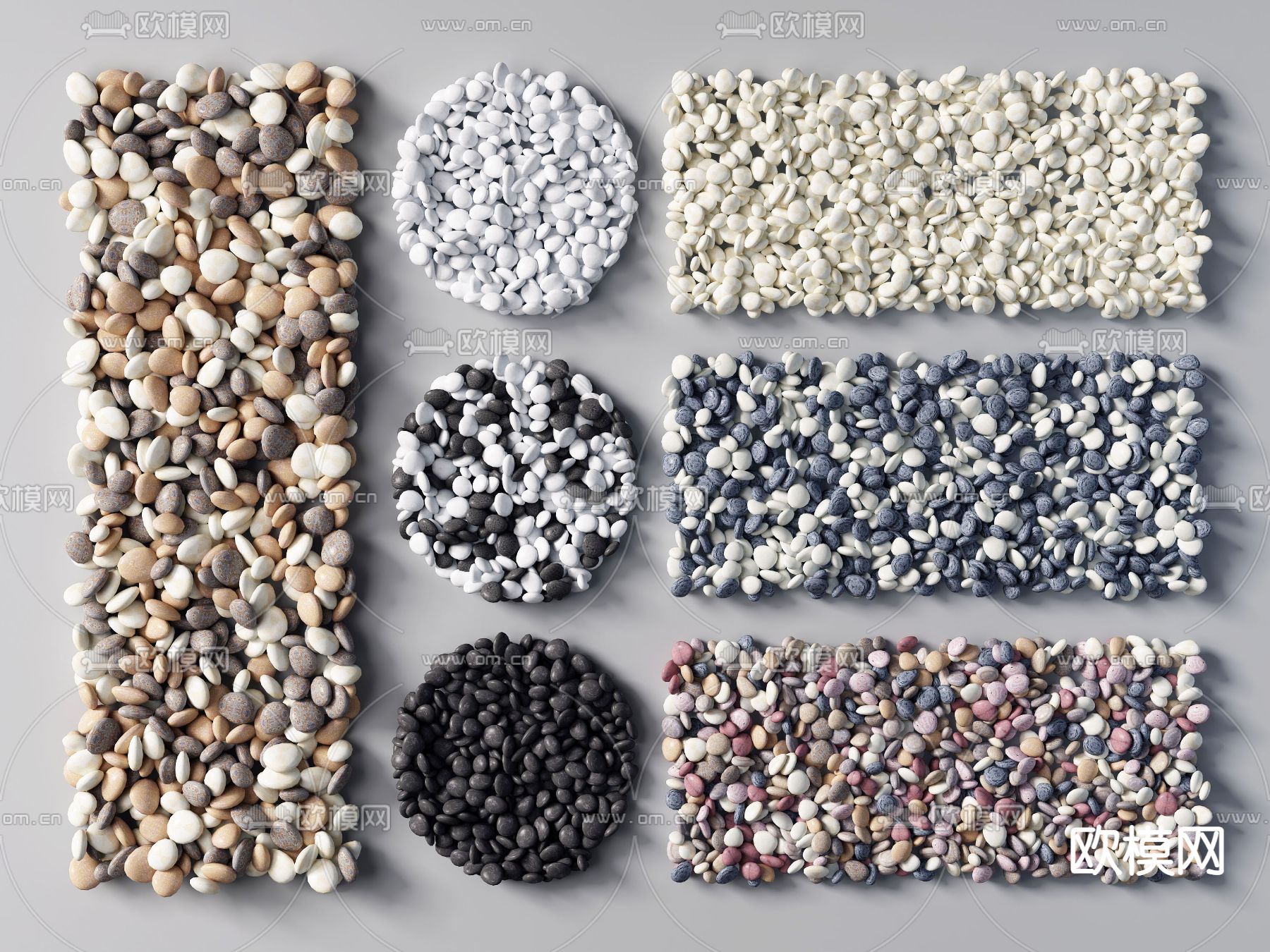 自然风石头石子鹅卵石3d模型下载