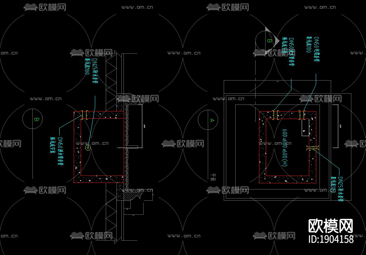 喷泉施工图纸下载（渲染图2）