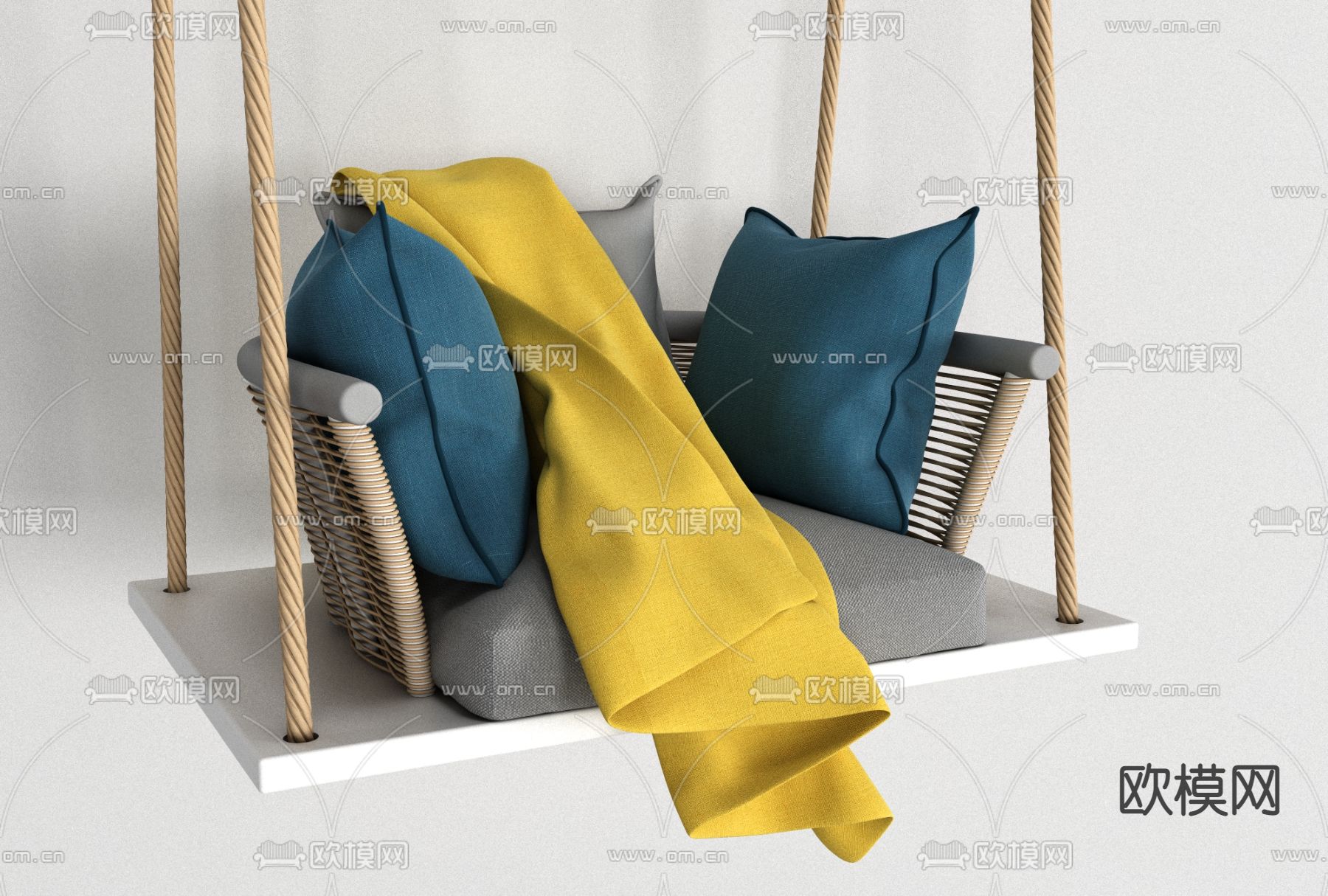 北欧布艺吊椅免费3d模型下载