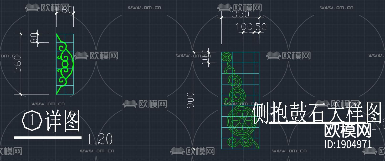 中式牌樓建筑cad施工圖下載（渲染圖6）