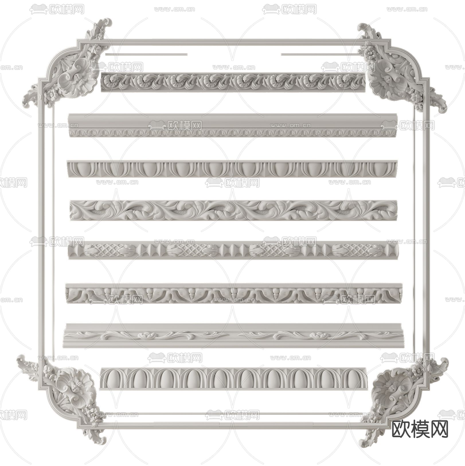 欧式石膏雕花线条3d模型