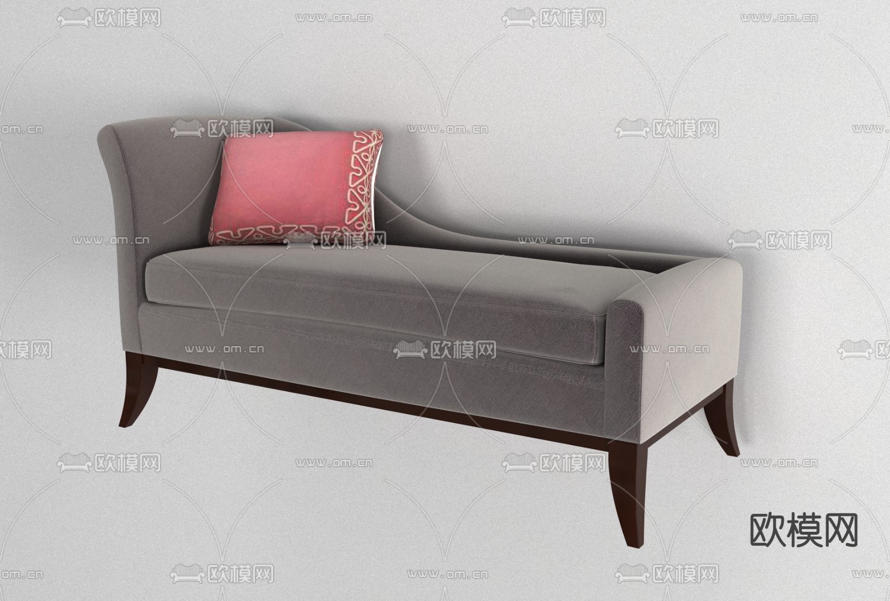 简欧布艺贵妃椅免费3d模型下载