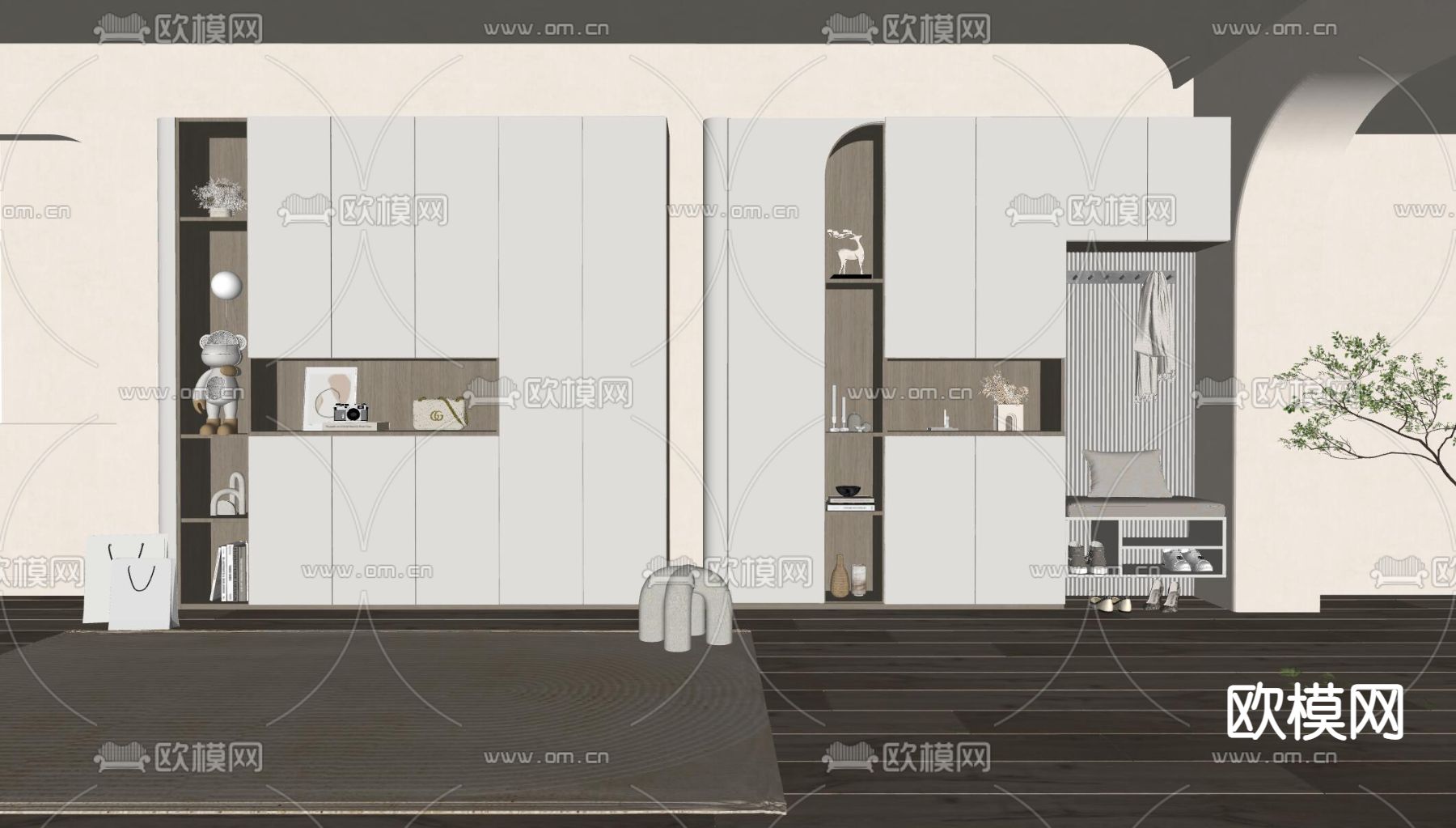 侘寂鞋柜su模型下载（渲染图2）