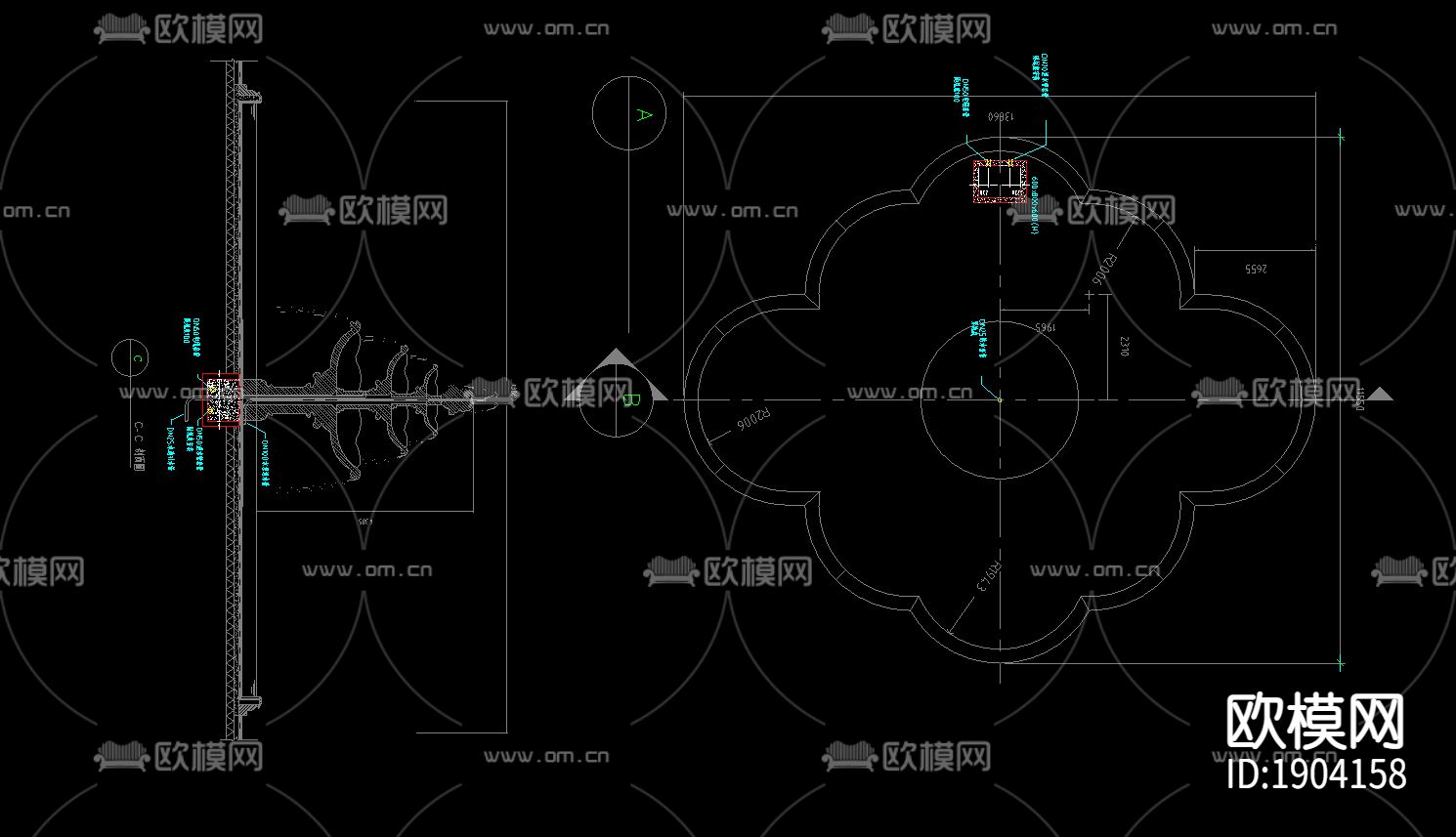 喷泉施工图纸下载（渲染图1）