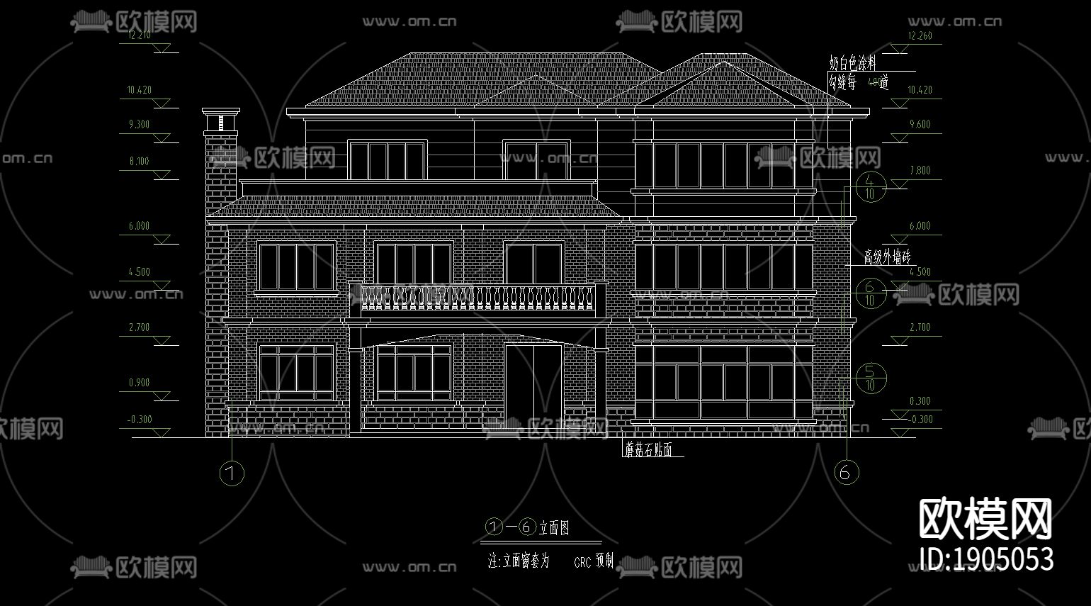 独栋别墅cad施工图-免费3dmax模型库-欧模网