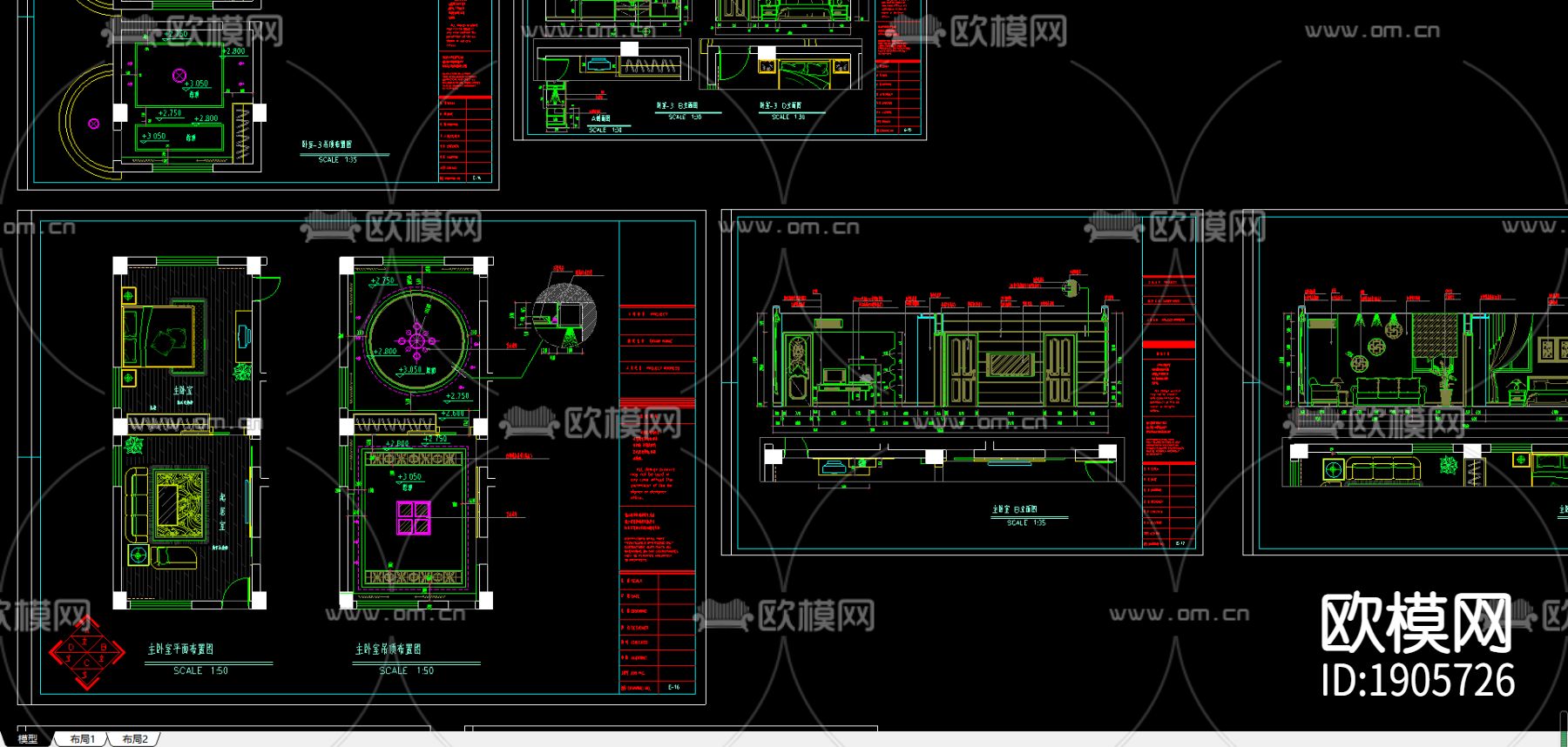 别墅cad平面布置图下载（渲染图3）
