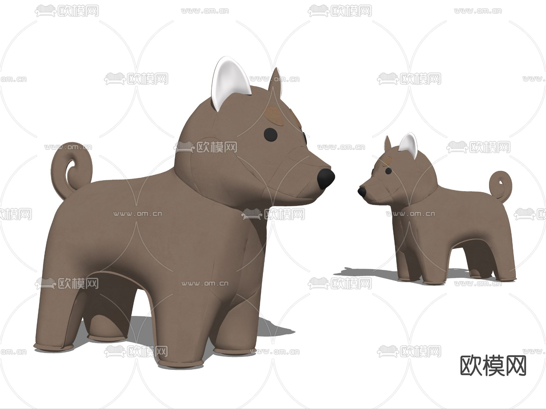 现代小狗毛绒玩具su模型下载（渲染图2）