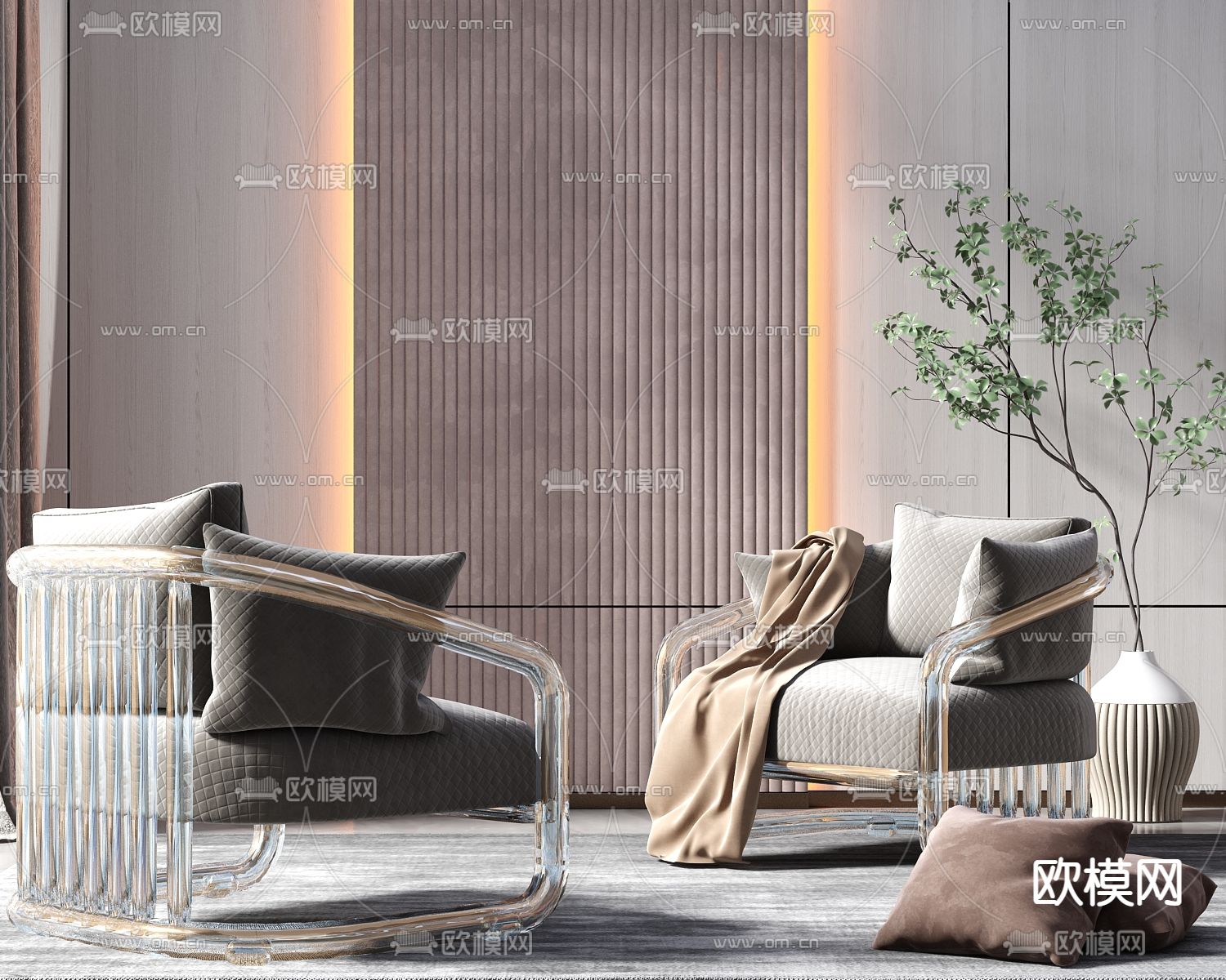 现代轻奢休闲椅su模型下载