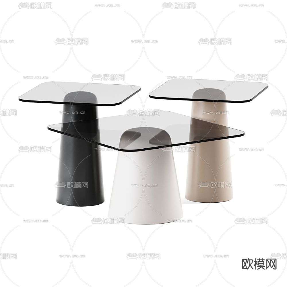 现代玻璃茶几3d模型下载