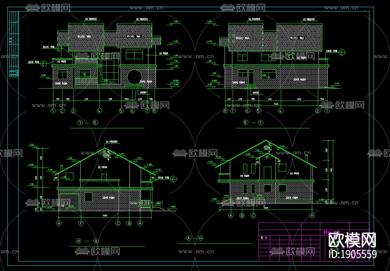 别墅cad施工图下载（渲染图4）