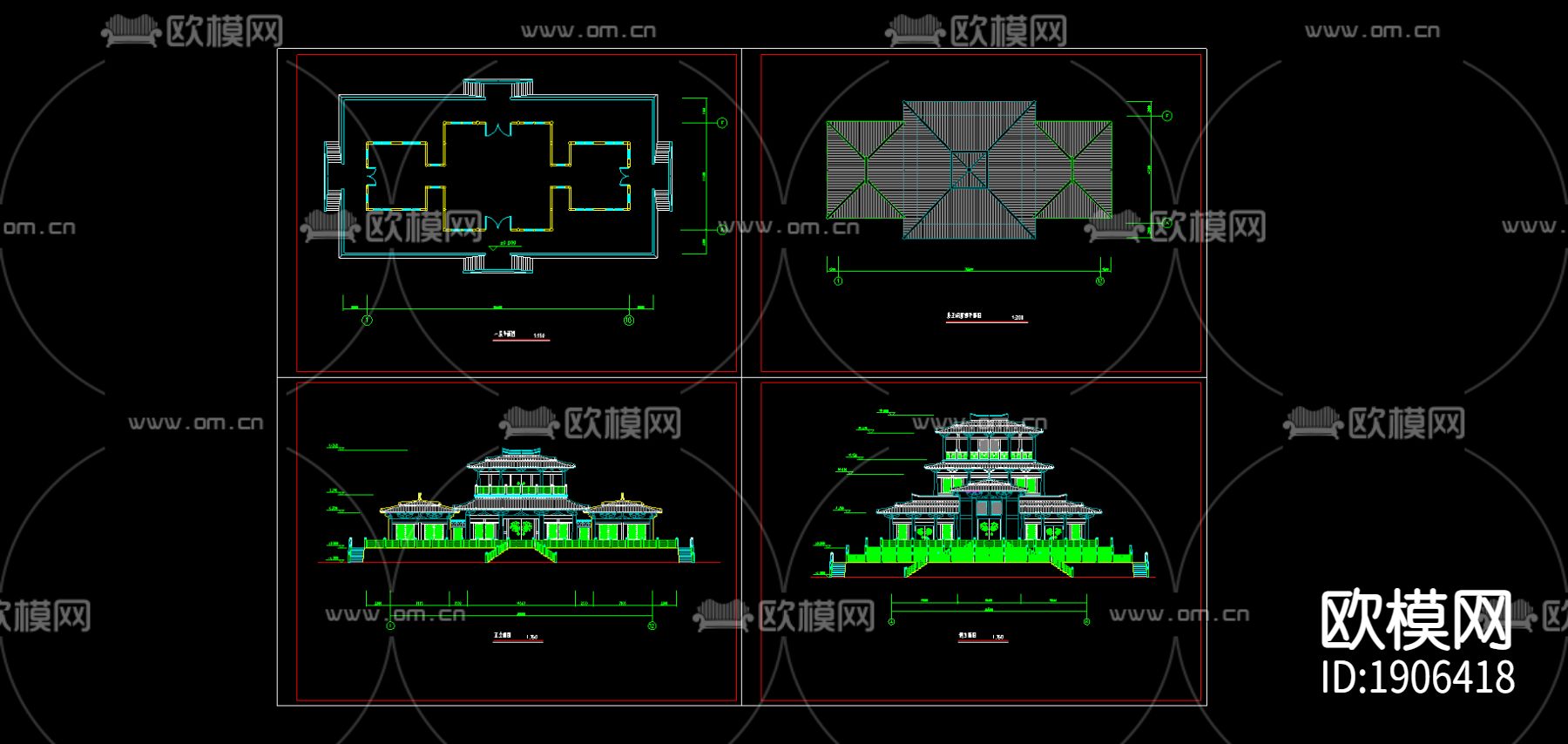 汉代庄王阁建筑方案图下载（渲染图1）