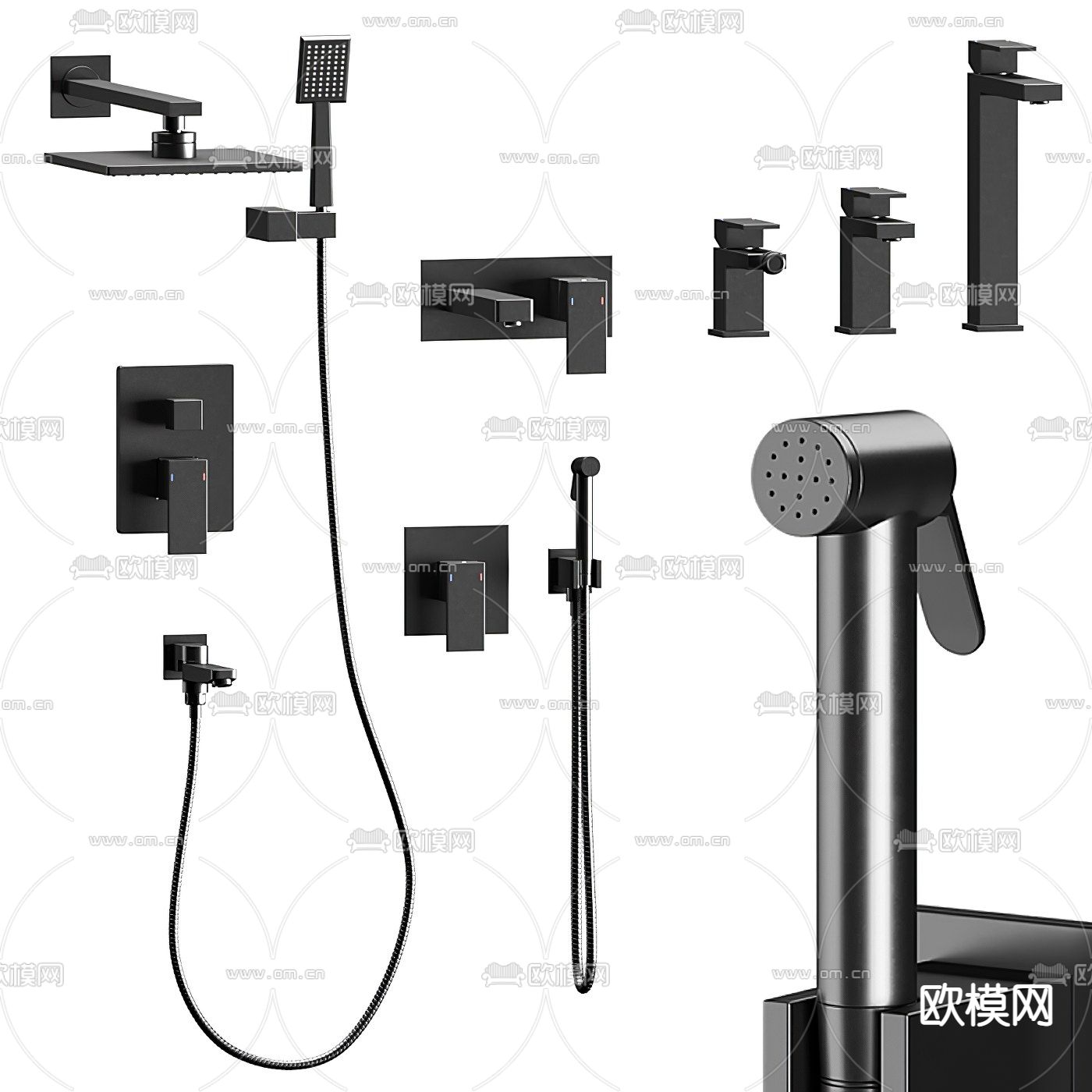 现代花洒水龙头3d模型下载