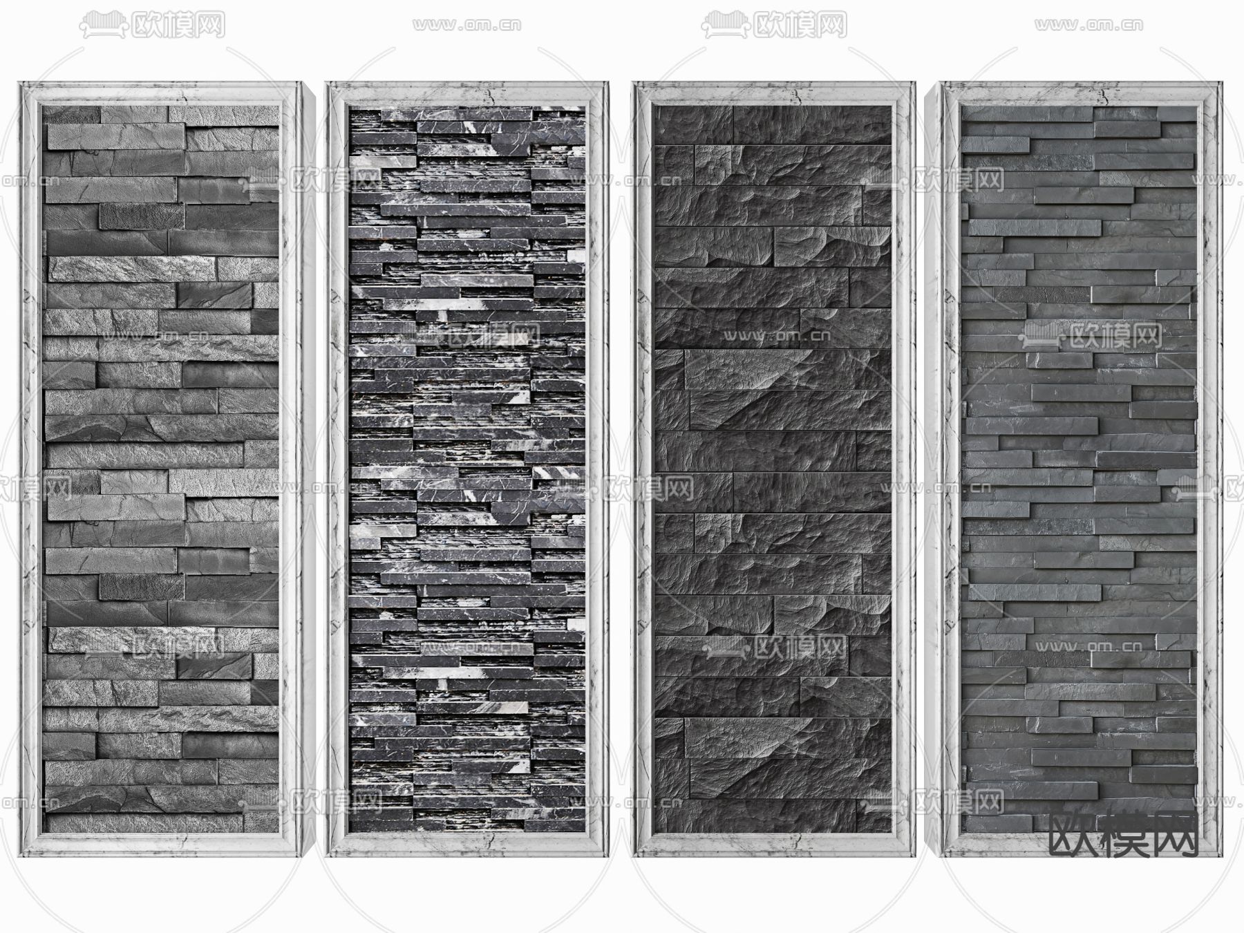 现代文化石背景墙3d模型下载