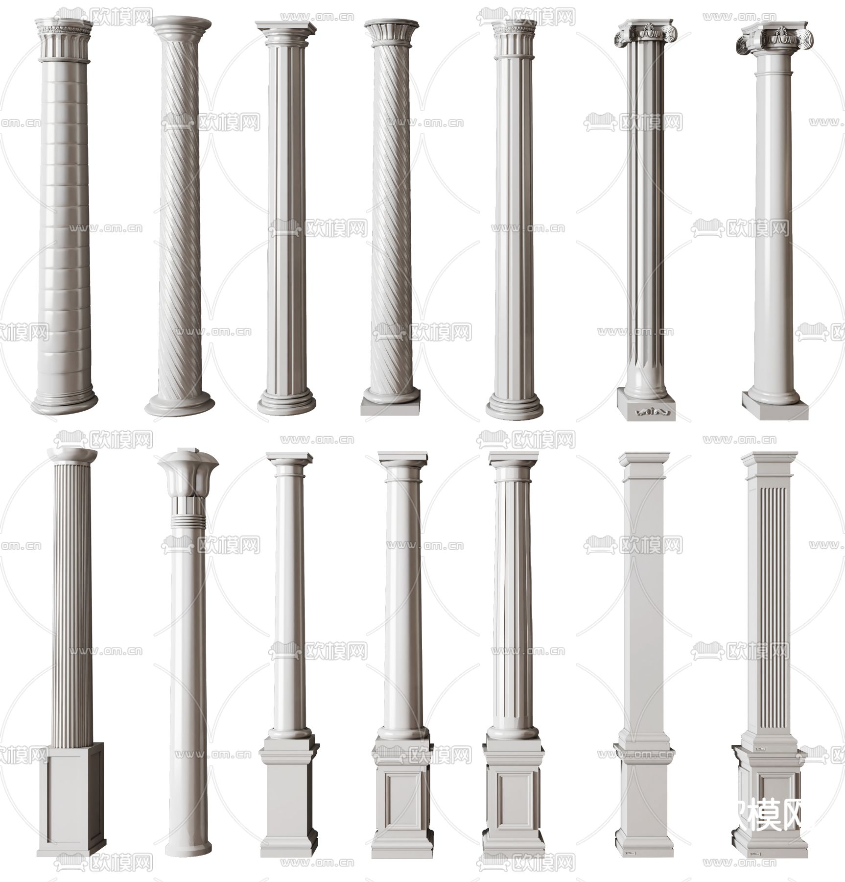 欧式石膏罗马柱3d模型下载