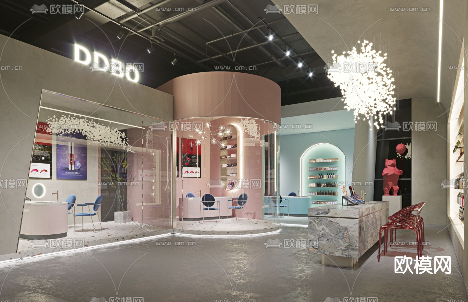 现代美甲店美妆店3d模型下载
