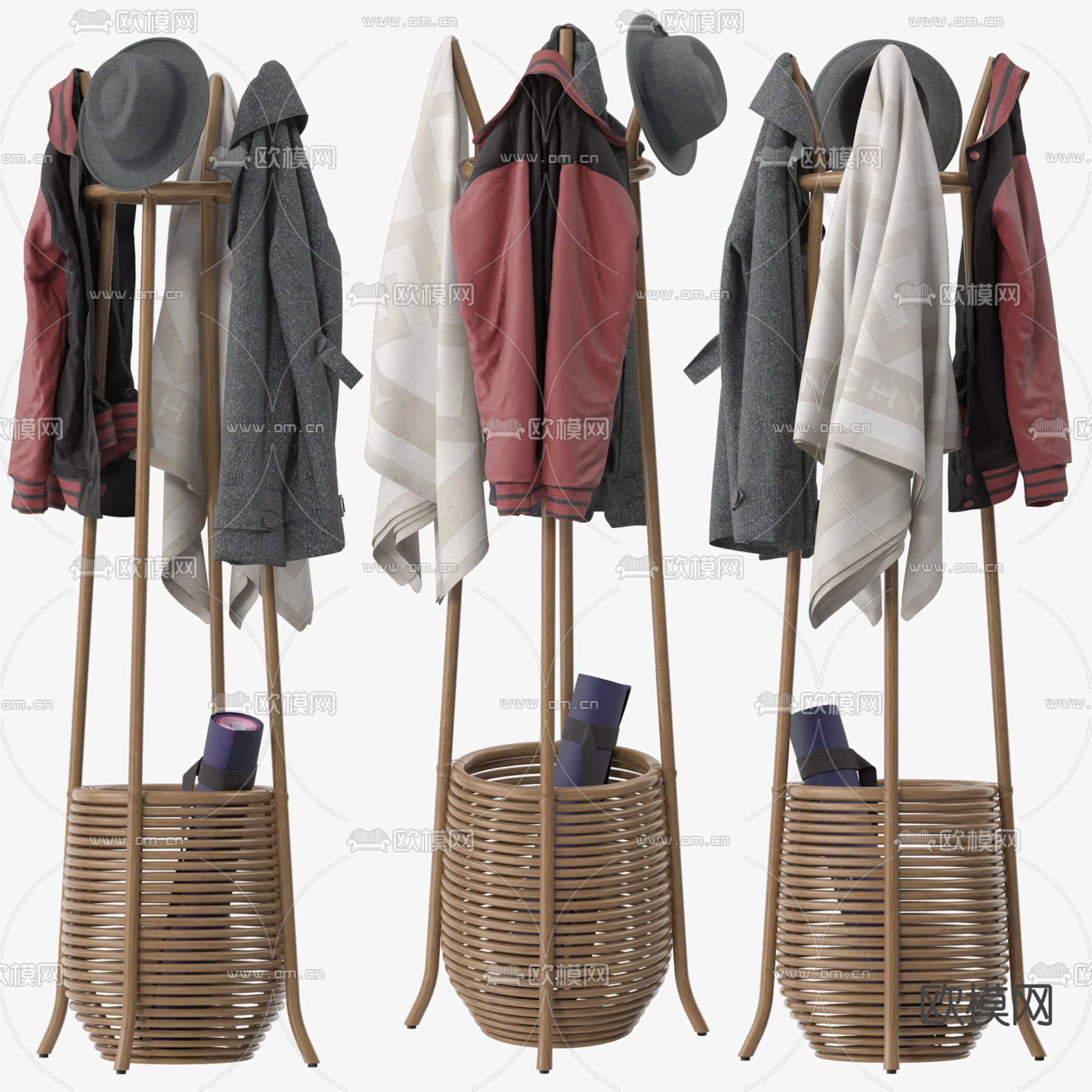 现代服饰衣帽挂架3d模型