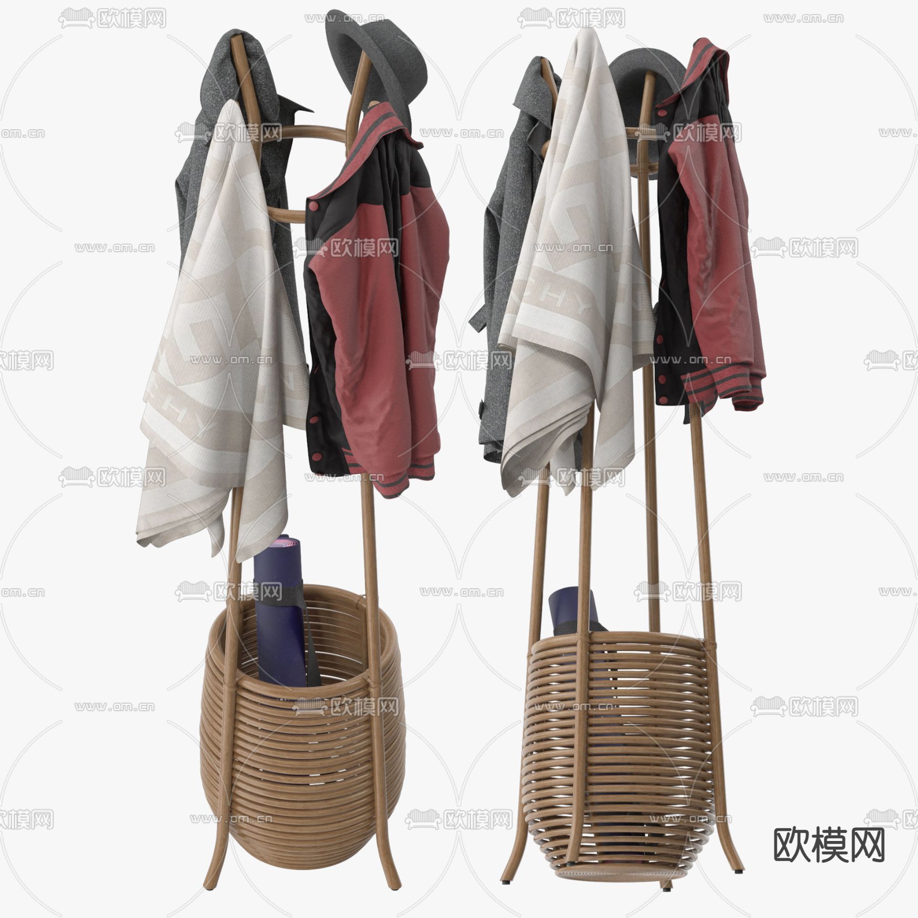 现代服饰衣帽挂架3d模型