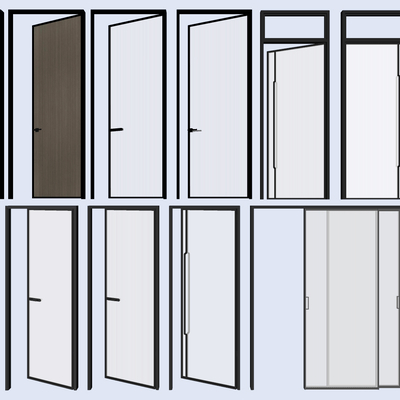 现代玻璃单开门su模型