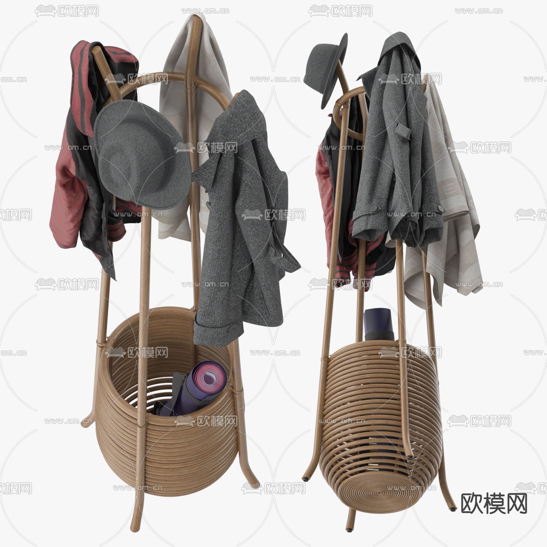 现代服饰衣帽挂架3d模型