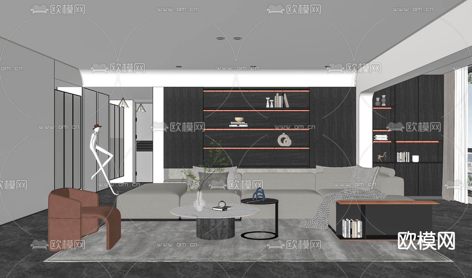 现代客厅su模型