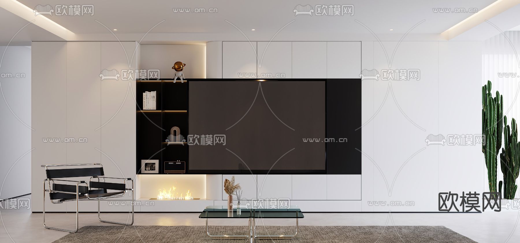 现代电视背景墙3d模型