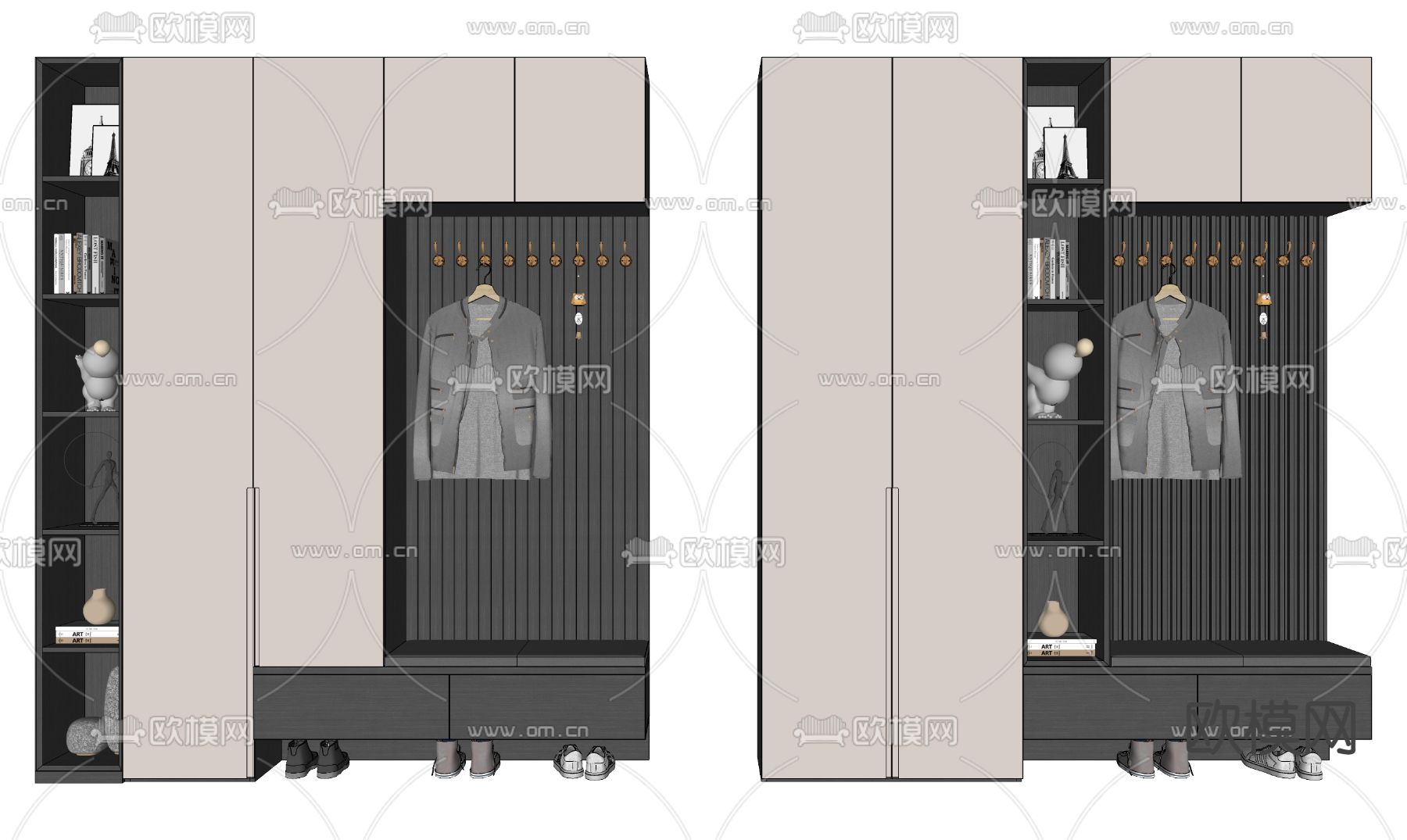 现代轻奢鞋柜su模型下载（渲染图2）