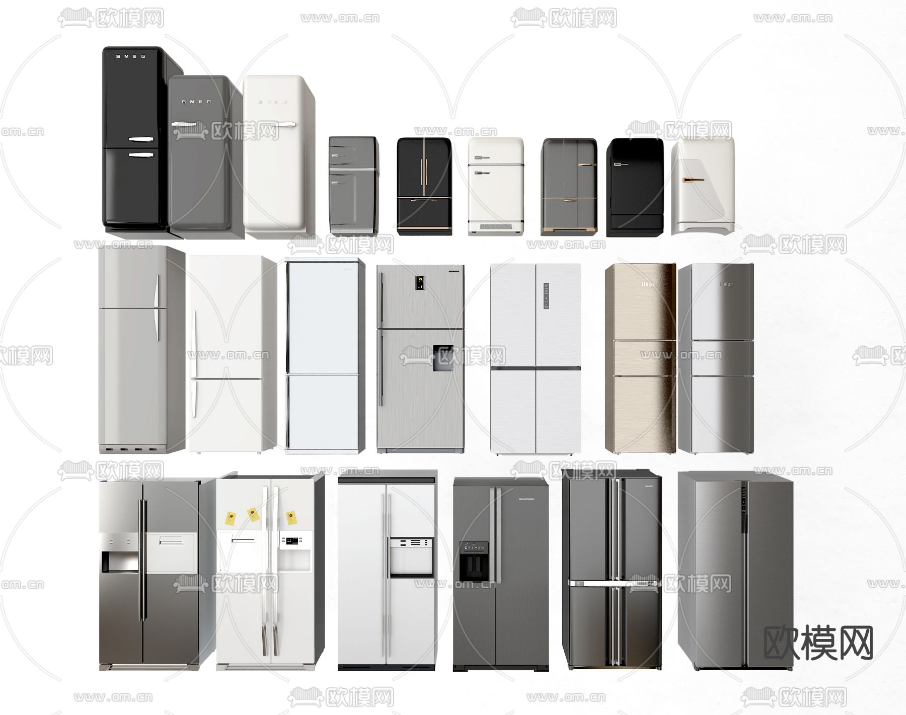 现代冰柜冷藏柜冰箱3d模型下载