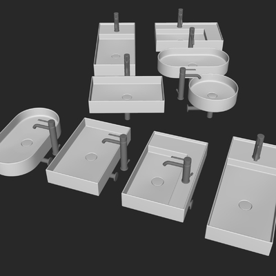  现代洗手盆su模型 