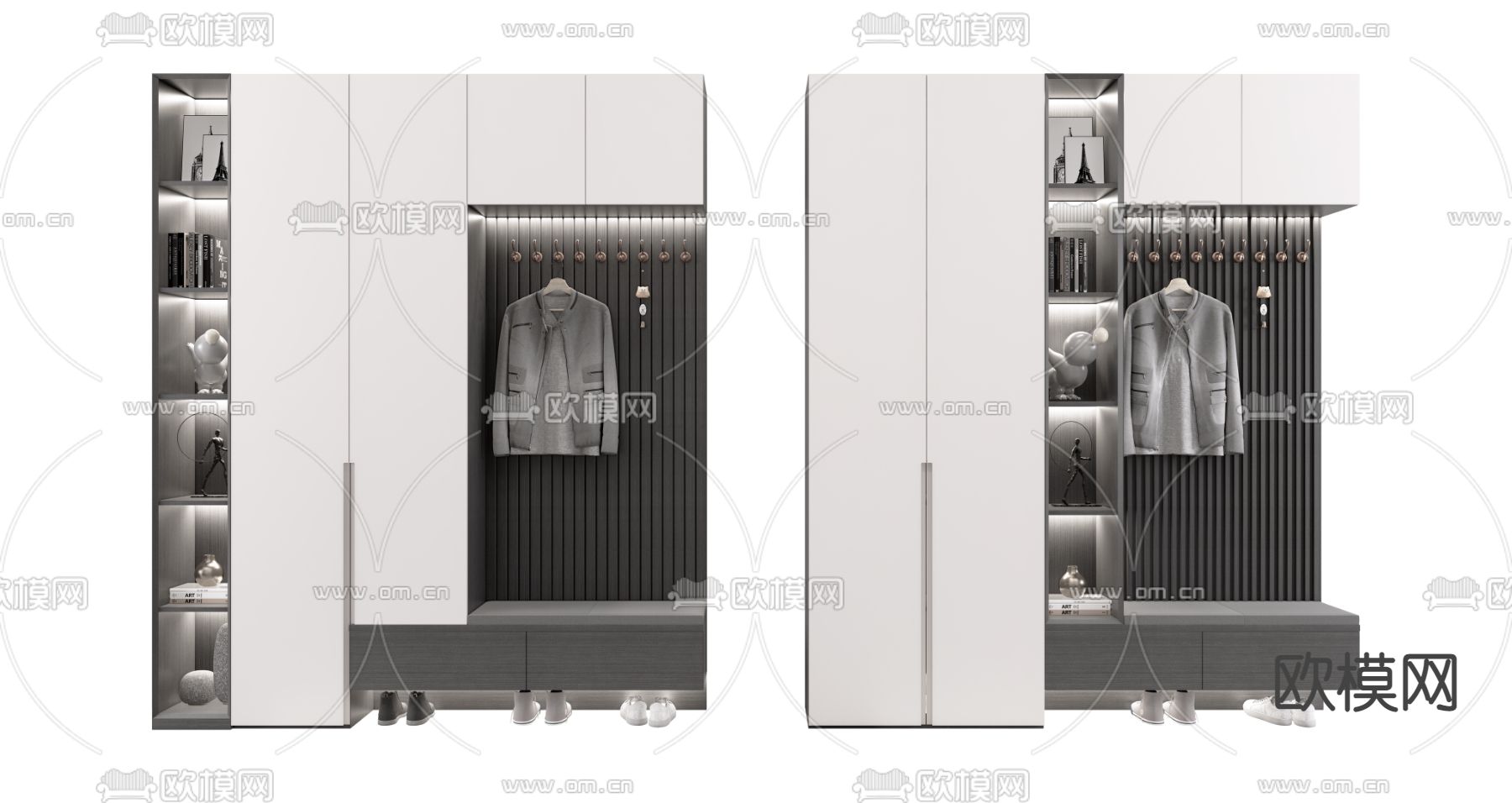现代轻奢鞋柜su模型下载（渲染图1）