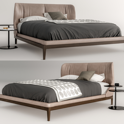 现代布艺双人床su模型
