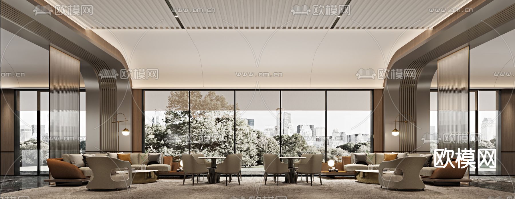 现代售楼处洽谈区3d模型下载（渲染图2）