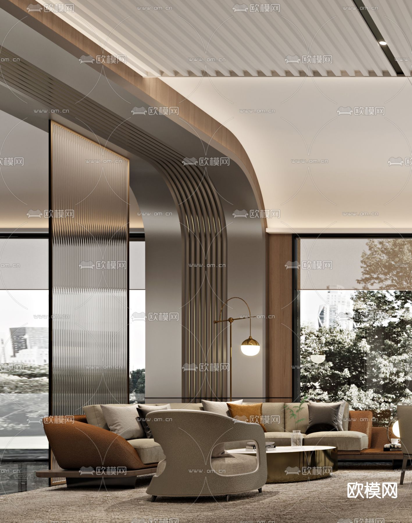 现代售楼处洽谈区3d模型下载（渲染图5）