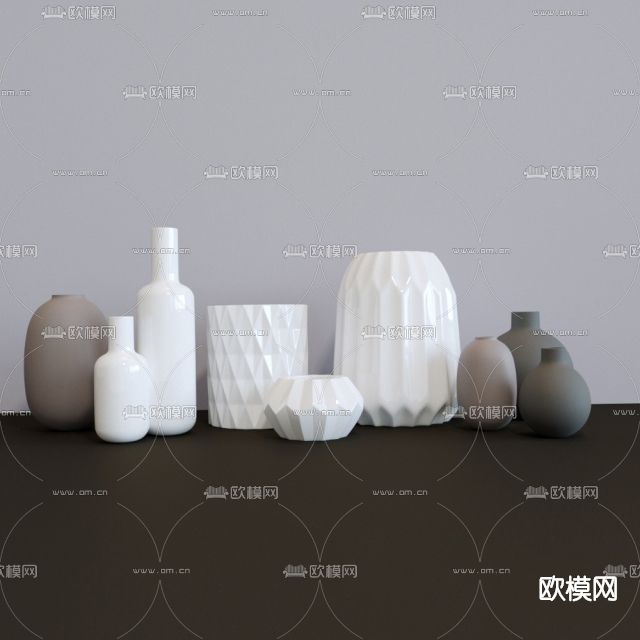 现代陶瓷器皿免费3d模型下载