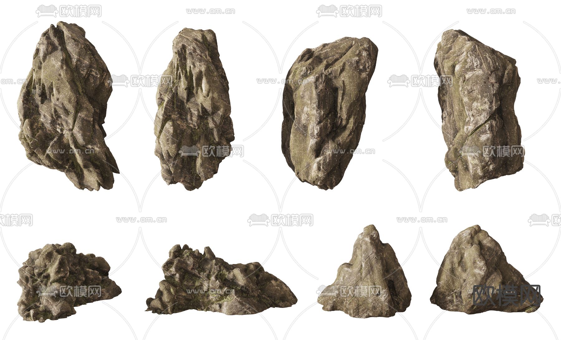 自然风石头石块3d模型下载
