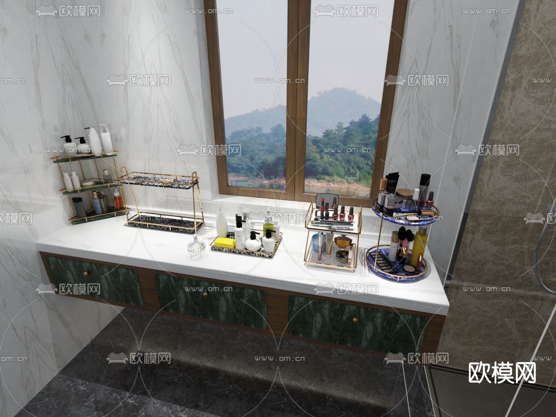 现代浴室柜洗手台免费3d模型下载