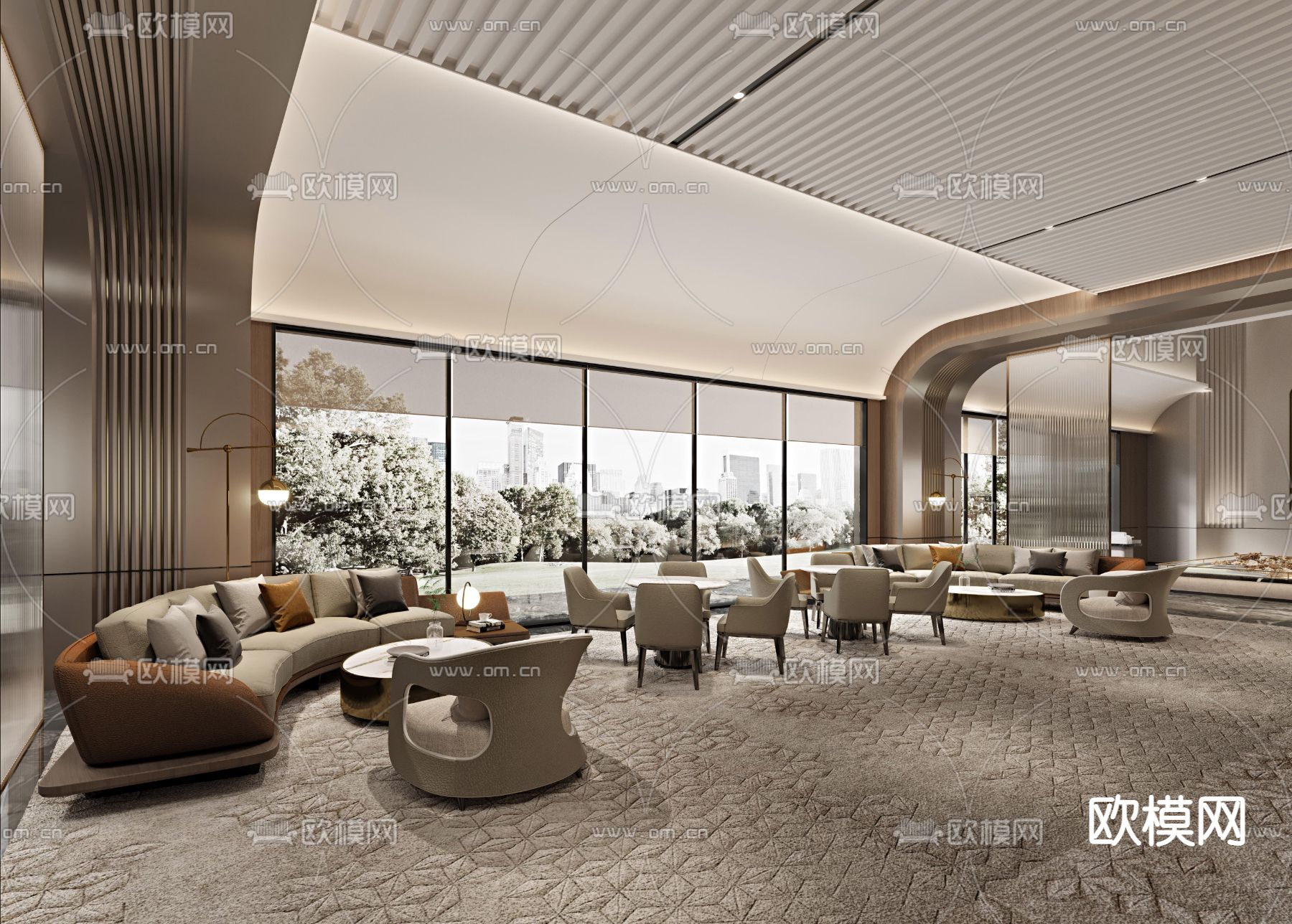 现代售楼处洽谈区3d模型下载（渲染图3）