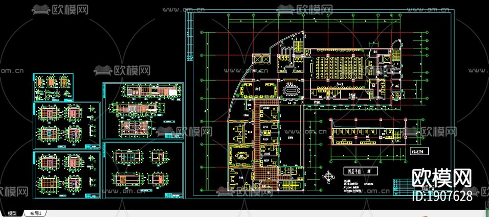 電信大樓建筑CAD施工圖下載(渲染圖2)