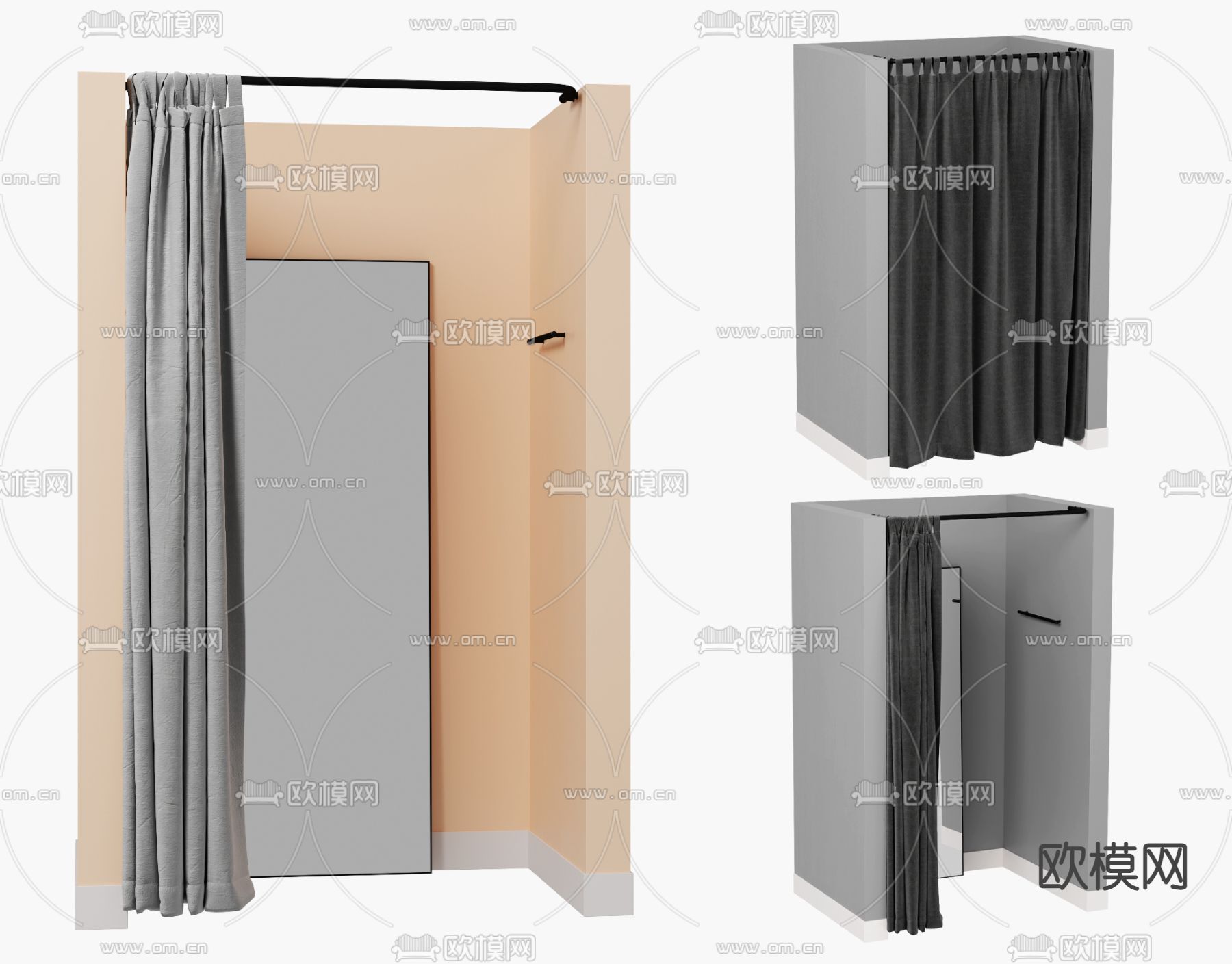 现代服装店试衣间拉帘3d模型