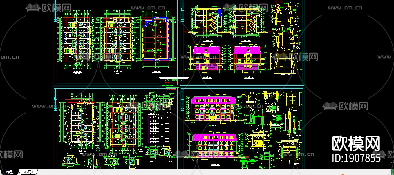 招待所建筑CAD施工图下载