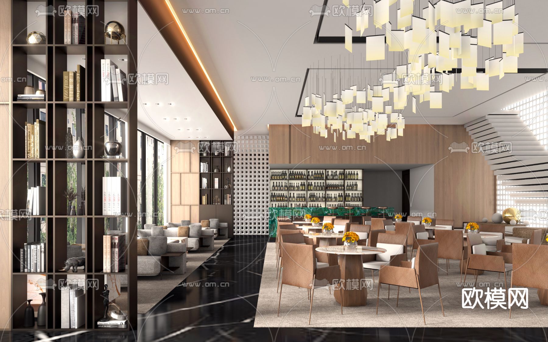 现代售楼处洽谈区3d模型下载