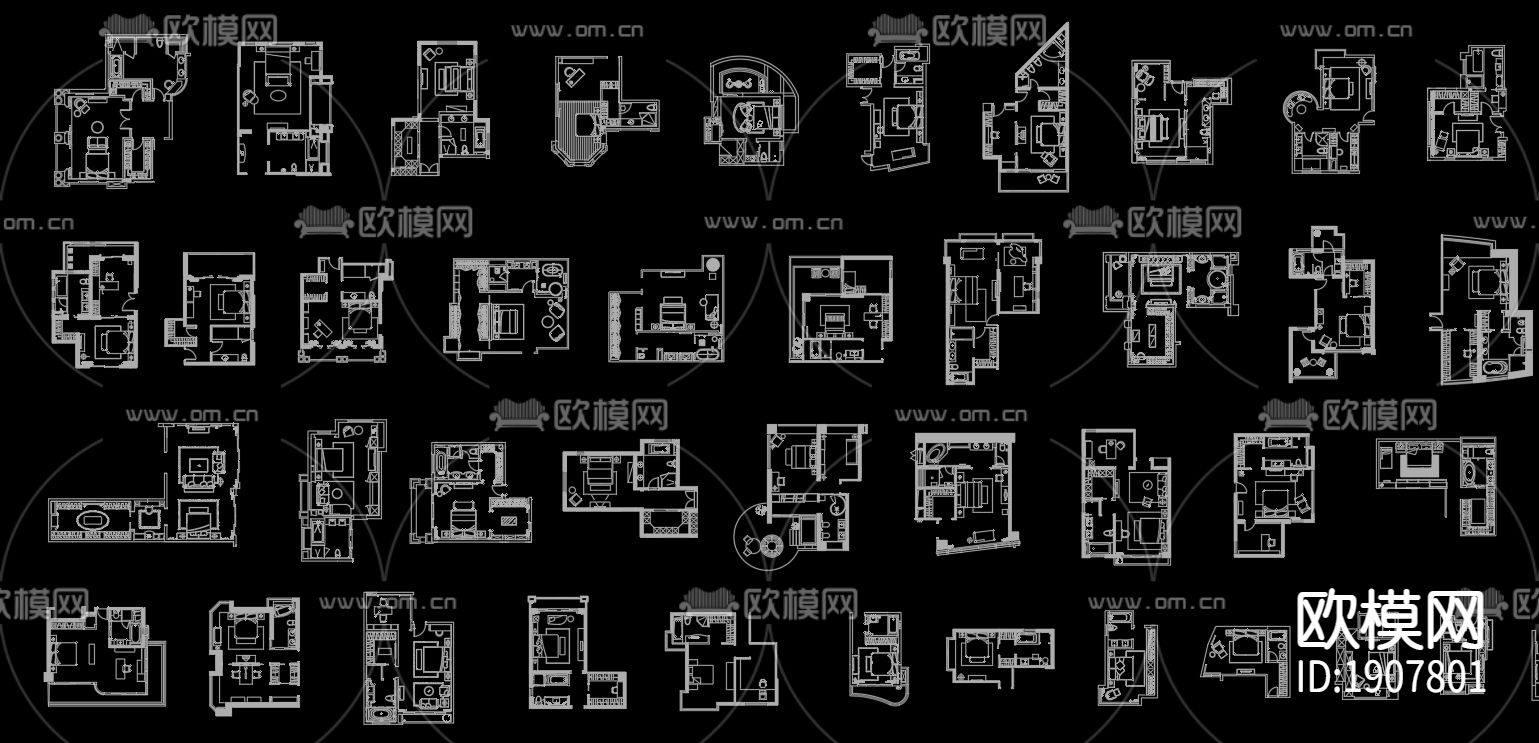 卧室CAD图库下载（渲染图2）