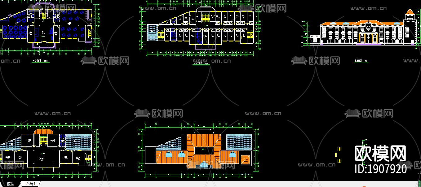 渡假村综合楼cad施工图下载