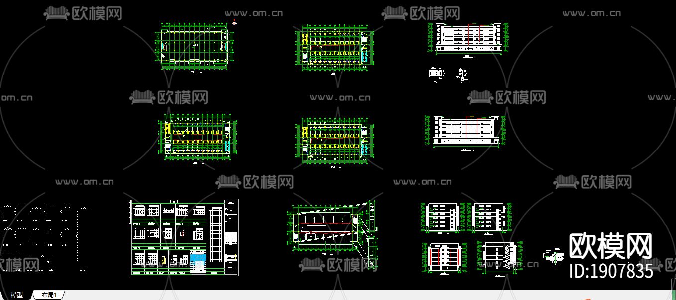 综合楼设计建筑CAD施工图下载（渲染图2）