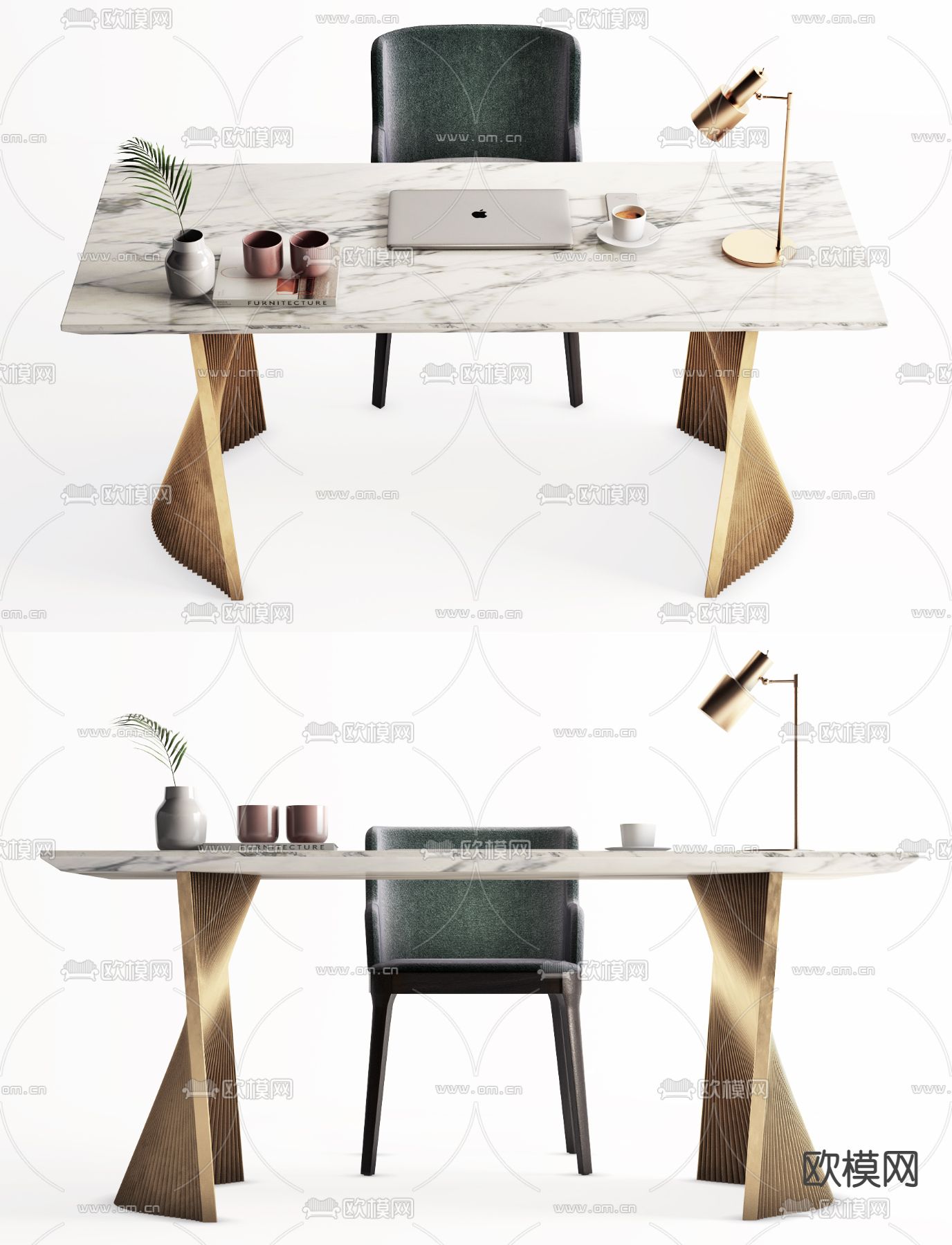 现代办公桌su模型