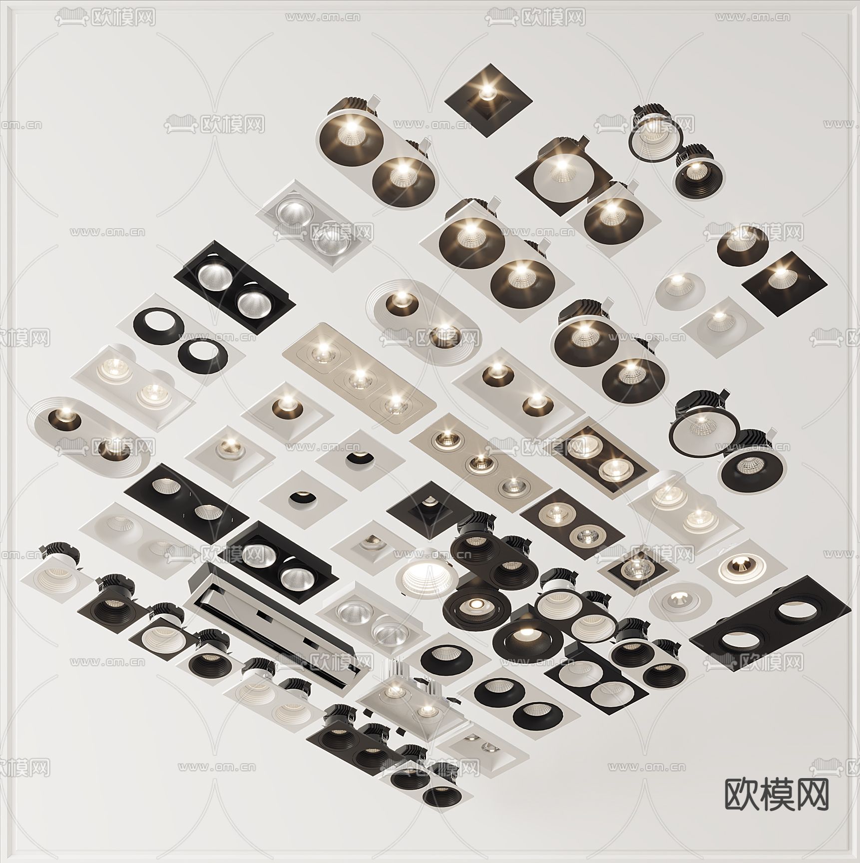 现代筒灯射灯3d模型