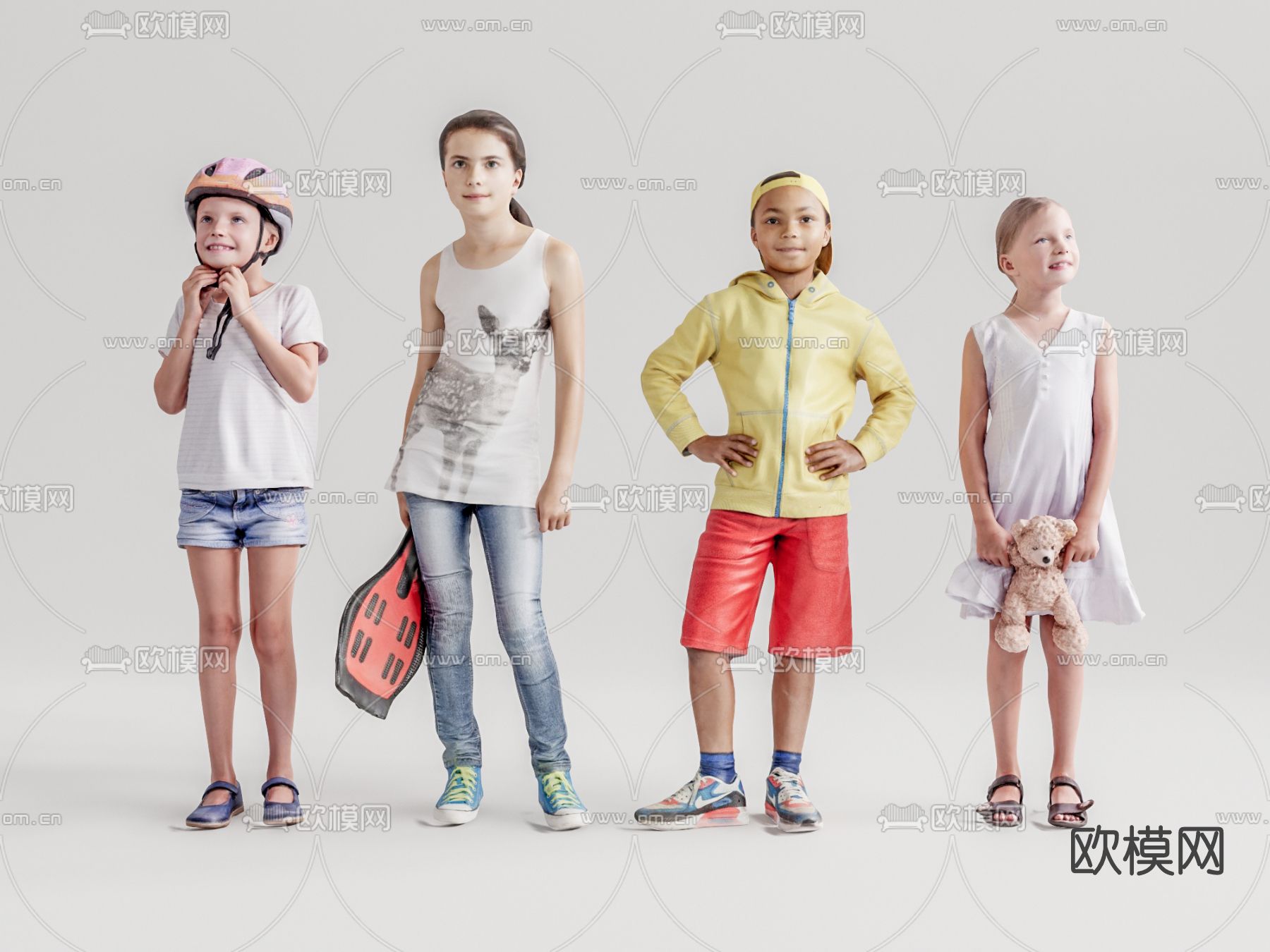 现代儿童人物su模型下载（渲染图1）