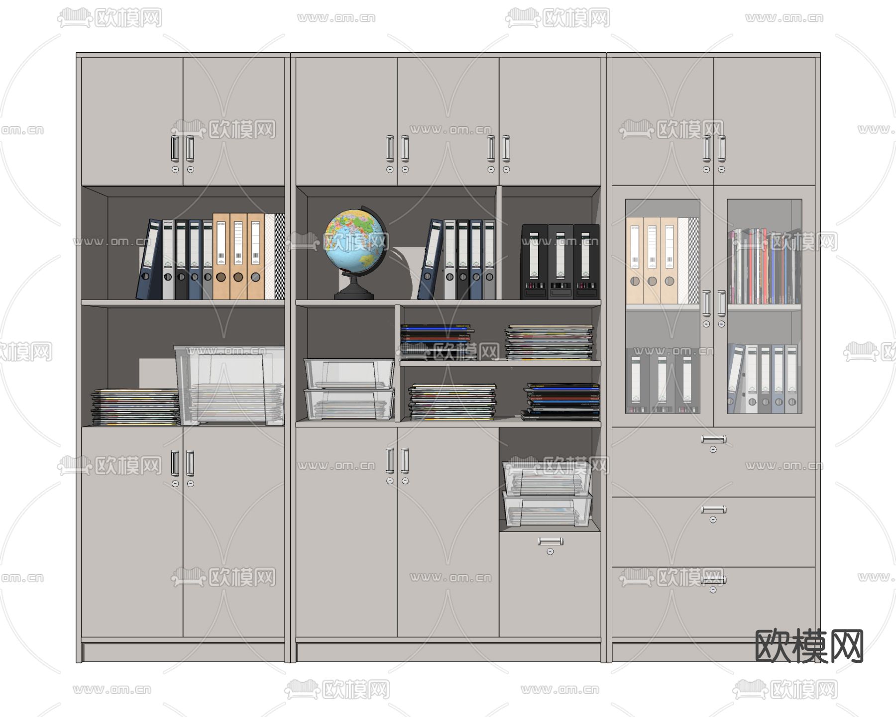现代文件柜su模型下载（渲染图2）