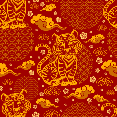  无缝虎年老虎卡通壁纸 