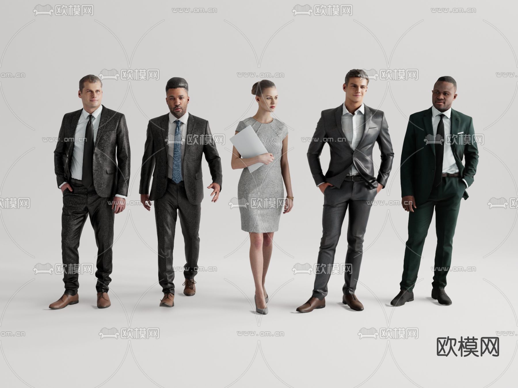 现代商务人物su模型下载（渲染图1）
